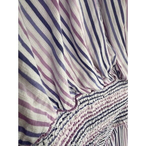 Lane Bryant White Purple Striped Skirt Top Set Plus Sz 16 Cotton Spring Smocked - Picture 12 of 12